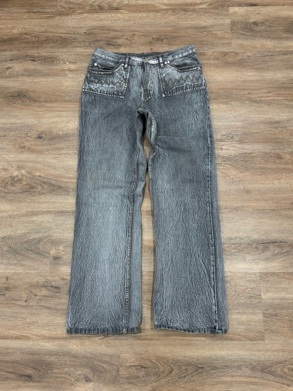 Washed Black Wide Leg men's Jeans - Stylish High-Rise Flare